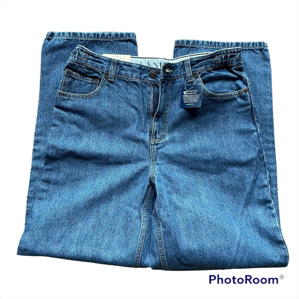 Lands End Boys Jeans Side Elastic Adjustable Waist 16